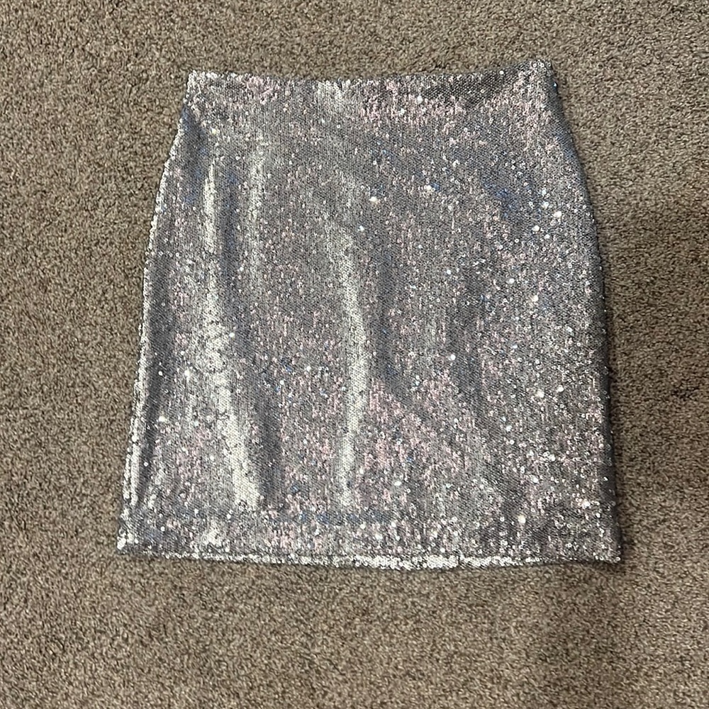 Silver sequin skirt